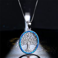 Wholesale Pendant Necklaces Boho Female Tree Of Life Necklace Rose Gold Silver Color Chain Cute White Opal Wedding For Women