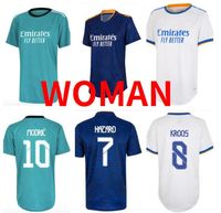 Wholesale 2021 ALABA VINI JR Women Soccer Jerseys female camiseta maillot MODRIC CAMAVINGA KROOS RODRYGO ASENSIO HAZARD BENZEMA girl football shirt Uniforms kids