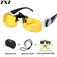 Wholesale Magnifier Nearsighted Fishing Polarized Glasses Outdoor Myopia Binoculars Telescope Sport Reading Eyeglass Clip on Sunglasses T4