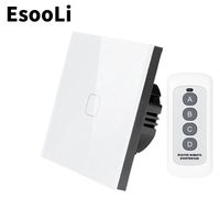 Wholesale Smart Home Control EsooLi EU UK Standard Touch Switch Gang Way Wall Light Wireless Remote Screen Switch Crystal Glass