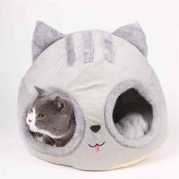 Wholesale Cat Bed Cave Soft Covered Head Shaped Pet Kitten Hut Kennel Semi closed Thick Warm Supplies