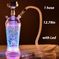 Wholesale Inventory Acrylic Hookah Kit hose for Smoking With Led glow in the dark Assembed Portable Arab Shisha Set Factory price DHL