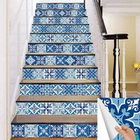 Wholesale Wall Stickers Waterproof Retro Blue Tile Sticker Bathroom Kitchen Collage And Moistureproof