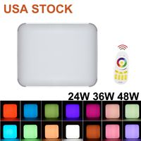 Wholesale 24W RGB Close to LED Ceiling Light Lamp by Remote Control LM Dimmable Square Flush Mount Recessed Lighting Memory Function Fixture for Home Office Hotel USA STOCK