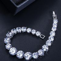 Wholesale Designer Tennies Bracelet Luxury Jewelry K Gold Fill Platinum Plated Round Cut White Topaz CZ Diamond lz1356