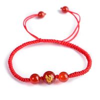 Wholesale Charm Bracelets Chinese Zodiac Animal Red Rope Lucky Agates Stone Beads Couple s Bracelet Hand Weaved Women Diy Jewelry