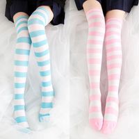 Wholesale Socks Hosiery Japanese Kawaii Thigh High Sexy Stockings Over Knee Halloween Cute Blue White Lolita JK Cosplay