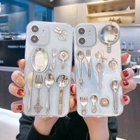 Wholesale phone cases D metal dinnerware knife fork clear tpu for iPhone pro promax X XS Max Plus case cover