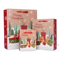 Wholesale Wrap Christmas Bag White Cardboard Hand held Paper Bags Return Gift Gifts Packaging Red Exquisite Elk Snowflake Dots Wedding GWF11516