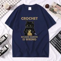 Wholesale Men s T Shirts Crochet Because Murder Is Wrong Print Man Vintage O Neck T Shirts Street Breathable Top Loose T Shirt Mens