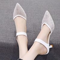 Wholesale Slippers Summer Shoes Women High Heels Wedding Bridal White Out outs Slipper Pointed Toe Slides Dress L