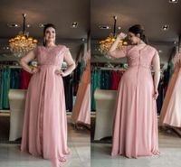 Wholesale Blush Plus Size Mother Of The Bride Dresses Short Sleeve Lace Chiffon Floor Length Long Formal Women Wedding Evening Guest Gowns