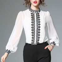 Wholesale Fashion Women White Printed Shirts Long sleeve cardigan is a must have fall top for celebrities