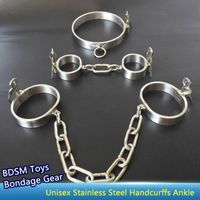 Wholesale 3 In Bondage Gear Kit BDSM Collar Handcuffs Wrist Ankle Leg Cuffs Restraints Adult Sex Products GN