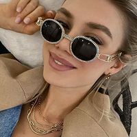 Wholesale 2021 Metal diamond sunglasses women fashion Vintage steampunk round chain uv400 Eye eyeglasses sun glasses