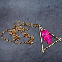 Wholesale Brand New Pendant Necklace Owl Sweater Chain Gold Big Triangle Long Hot Colorful Retro Fashion Bright Gift Cute Lovely Girl Young School Jewelry Street Daily N0004
