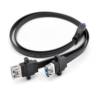 Wholesale Computer Cables Connectors Dual Ports USB Female Mount Panel To Motherboard Pin Power Cable Cord DF