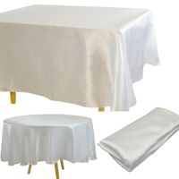 Wholesale Table Cloth White Satin Tablecloth Overlays Christmas Wedding Restaurant el Cover Non Splicing Party Decoration