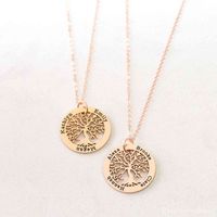 Wholesale Sherman Personalized Family Tree of Life Carved Name Tree Pendant Stainls Steel Charm Necklace for Women Family Jewelry Gift