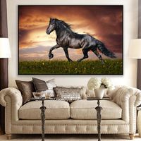 Wholesale Paintings Modern Animal Wild Horse Running Canvas Painting Poster Cuadros Wall Art For Living Room Home Decor