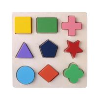 Wholesale Wooden Geometric Shapes Blocks Puzzle Sorting Math Bricks Preschool Learning Educational Game Baby Toddler Toys for Children W1