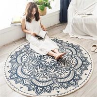 Wholesale Nordic Ethnic Style Round Large Area Rug For Bedroom Bohemia Woven Cotton Rug Carpet Knitting Floor Mat cm cm cm