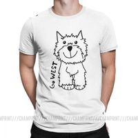 Wholesale Men s T Shirts Go West Highland White Terrier Dog Lovers For Men Westie Funny Cotton Tee Shirt T Tops Plus Size