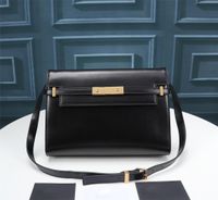 Wholesale Women design luxury fashion hand bags top quality plain black genuine leather and alloy womens baguette work casual style easy to match any clothes