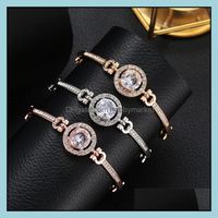 Wholesale Charm Bracelets Jewelry Classic Color Round Large Crystal Rhinestone Shiny Cuff Opening Bracelet For Women Fashion Gift Drop Delivery