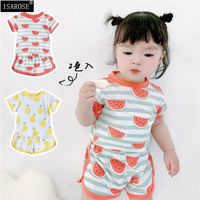 Wholesale Clothing Sets ISAROSE KIDS Summer Baby Watermelon Pear Printed Casual Short Sleeves For Girls Boys Sports O Neck Streetwear Set