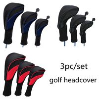 Wholesale 3pcs Long Neck Golf Club Head Covers Wood Driver Protect Headcover Number Tag Fairway Golf Putter Cover Headcovers Accessories