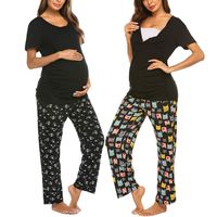 Wholesale Maternity pajamas and home wear Pregnancy Sleepwear Top pants Set Breastfeeding Nightwear Nursing Spring Summer Marernity Clothes Pajamas Fo