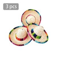 Wholesale 3 Crazy Nights Natural Straw Mini Hats New Design Mexican Hat Desktop Party Supplies Carnival Decorations Cinco De Mayo Party Q0805