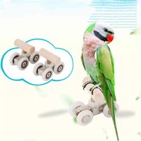 Wholesale Parrot Small Skateboard Training Interactive Toys Roller Skates Pulley Natural Wooden Parrots Toy Pet Cockatiel Bird Supply