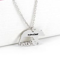Wholesale Mama Bear Tag Engraved Animal Pendant Necklace Silver Mother Love Necklace Simple Fashion Mom and Children Choker Jewelry
