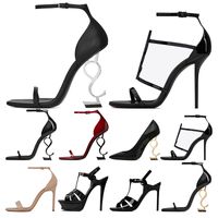Wholesale Dress Shoes womens pumps stiletto heel leather open toes Party Wedding black hot red brown Luxurys Designers size