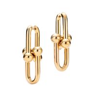 Wholesale New Fashion Stainless Steel U Shape Stud Earring Design Chain Link Earrings for Women Man Wedding Party Jewelry With Box