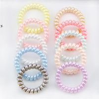 Wholesale New Women Scrunchy Girl Hair Coil Rubber Hair Bands Ties Rope Ring Ponytail Holders Telephone Wire Cord Gum Hair Tie Bracelet RRD12859