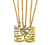 Wholesale Gold Family Gift Encouraging Jewelry Necklace charms Daddy s Girl Mommy s World Set of Puzzle Heart Dog Tag Pendant Dad Mom Daughter