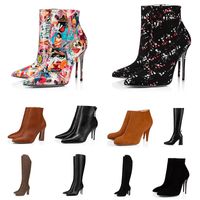 Wholesale women Luxurys Designers tall Ankle Boots booties red bottom So Kate cm Booty high thin heels chunky fashion pony pointed toes Velvet leather winter shoes