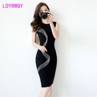 Wholesale Summer Temperament Sleeveless Tassel Slim Fit And Hip Dress White Sexy Women s Office Lady Zippers Casual Dresses