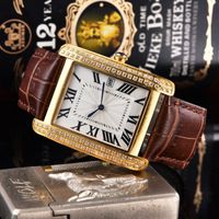 Wholesale Men watch Fashion square Cow leather belt Dial size m tank series man quartz watches quality Wristwatches