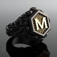 Wholesale Classic Fashion Bohemian Black M Letter Stainless Steel Rings for Men Hip Steampunk Motorcycle Ring Men Wedding Jewelry