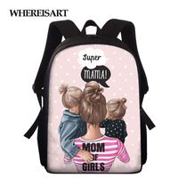Wholesale School Bags WHEREISART Super Mama Printing Schoolbag Preschool Kids Book For Child Girls Student Backpack Escolar Mochila