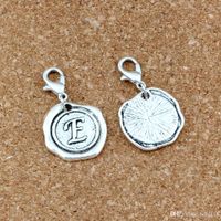 Wholesale 50pcs Letter Disc quot E quot Alphabet Initial Floating Lobster Clasps Charm Beads For Jewelry Making Necklace DIY Accessories x32 mm A b