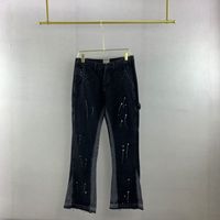 Wholesale 22ss Men USA Distressed Vintage Jeans Graffiti High street Stretch Bell flared Denim Pants Trousers