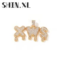 Wholesale Custom Letter Big One Name Necklace Personalised with Tennis Chain Cubic Zirconia Fashion Hiphop Jewelry