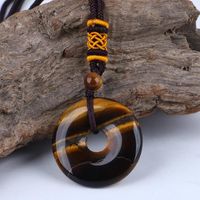 Wholesale Pendant Necklaces Reiki Healing Crystal Circle Donut Necklace Natural Amethyst Stone Amulet Lucky Coin Pendent Jewellry Gift Drop