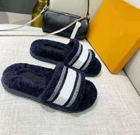 Wholesale women s wool slippers fashion embroidered letters leather flat sandals hotel bathroom luxury sexy flat shoes beach shoe large