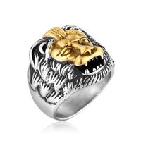 Wholesale Color Hip Hop L Stainless Steel Male Lion Ring Men Signet Rings Punk Rock Jewelry Gold Silver Black Drop Band